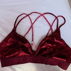 Velvet bralette Victoria’s Secret pink. Size large.